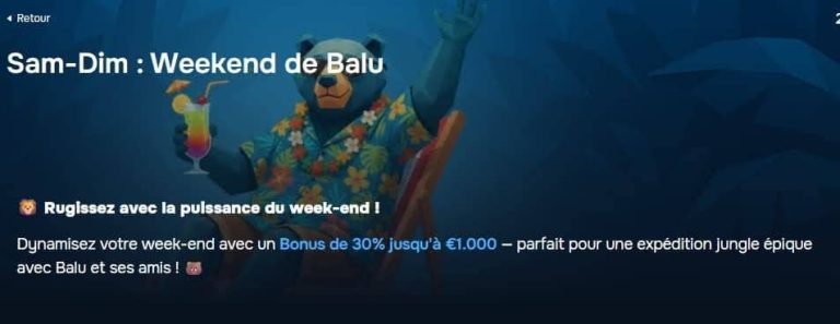 Baloo Casino bonus weekend